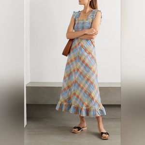 Ganni rainbow gingham sleeveless dress